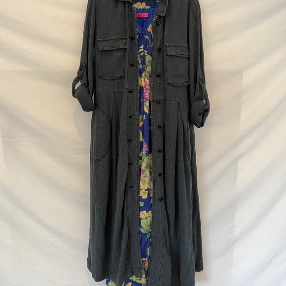 Free People - Rainz Cuffed Duster Jacket/Dress - Dark Indigo Blue - Oversized XS - Picture 7 of 16